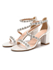Sandales à talons pour femmes; talons épais; bout ouvert; sandales blanches à bride à la cheville