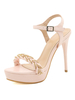 Sandales à talons rose clair talon aiguille bout rond cuir PU bride à la cheville talons