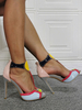 Sandales à talons roses pour femmes Talon aiguille Bout ouvert en cuir verni Escarpins en T dété