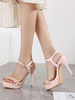 Sandales à talons roses talon aiguille bout ouvert PU cuir bride à la cheville talons