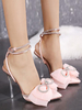 Sandales à talons roses Talon aiguille Bout pointu Soie et satin Talons sexy à bride à la cheville