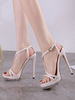 Sandales à talons Sandales Talon aiguille blanc Bout ouvert Cuir Synthétique