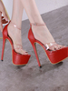 Sandales à talons Sandales Talon aiguille rouge Bout ouvert Cuir Synthétique