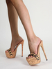 Sandales à talons sexy pour femme en cuir suédé; bout ouvert; mules à talons marron café
