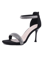 Sandales à Talons Soirée Femme en Paillette avec Bout Ouvert Bicolores