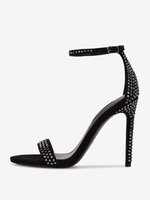 Sandales À Talons Strass Femmes Bout Rond Talons Aiguilles Cuir PU