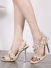 Sandales à talons talon aiguille abricot bout ouvert talons aiguilles en cuir PU