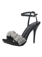 Sandales à talons Talon aiguille noir Bout ouvert Talons à bride à la cheville en éponge