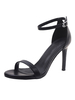 Sandales à talons talon aiguille noir bout rond cuir PU bride à la cheville talons