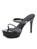 Sandales à talons Talon aiguille noir Bout rond Mules à talon supérieur en PVC