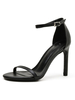 Sandales à talons talon aiguille noir bout rond talons en cuir PU bride à la cheville