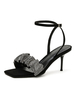 Sandales à talons Talon aiguille noir Toe carré Micro Suede Upper Ankle Strap Heels