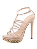 Sandales à talons Talon aiguille rose tendre Bout rond Talons en cuir PU T-Strap