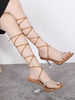 Sandales à talons Talon de gobelet marron café Bout carré en cuir PU