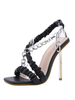 Sandales à talons talon géométrique noir bout carré talons en cuir PU bride à la cheville