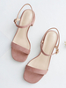 Sandales à talons Talon épais rose Bout carré Micro Suede Bride de cheville supérieure