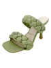 Sandales à talons vert avocat Peep Toe Mules à talons bas en cuir PU