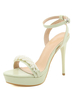 Sandales à talons vert clair talon aiguille bout rond cuir PU bride à la cheville talons