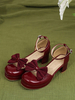 Sandales académiques Lolita nœuds bout rond en cuir PU chaussures d