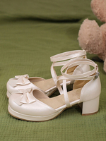 Sandales académiques Lolita nœuds bout rond en cuir PU chaussures d