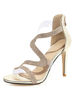 Sandales argentées Talon aiguille Bout ouvert Chaussures grande taille