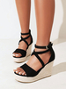 Sandales avec Talons Compensées Femme avec Brides à Lacets Bicolores