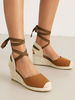 Sandales avec Talons Compensées Femme avec Brides à Lacets Bicolores