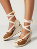 Sandales avec Talons Compensées Femme avec Brides à Lacets Bicolores avec Bout Rond