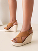 Sandales avec Talons Compensées Femme avec Brides Bicolores avec Bout Ouvert