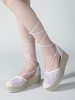 Sandales avec Talons Compensées Femme en Maille avec Brides à Lacets Bicolores avec Bout Rond