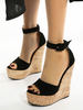 Sandales Chaussures à Talons Hautes avec Plateforme Femmes avec Bout Ouvert à Cuir Synthétique en Croûte Bicolores