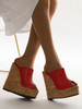 Sandales compensée femme rouge