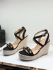 Sandales Compensées À Lacets En Micro-Daim Chaussures Femmes