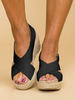 Sandales Compensées à Talons Femme Bicolores avec Bout Ouvert