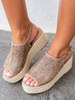 Sandales Compensées à Talons Femme en Maille avec Bout Ouvert