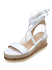 Sandales compensées blanches Bout ouvert à lacets Sandales à talons plateforme à lanières