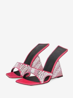 Sandales compensées en cuir PU à enfiler avec strass chaussures femmes