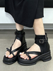 Sandales Compensées En Cuir PU Avec Fermeture Éclair Gothique Femmes