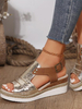 Sandales compensées en cuir PU pour femmes