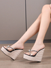 Sandales compensées en cuir PU pour femmes