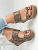 Sandales compensées en cuir PU pour femmes