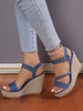 Sandales compensées en jean pour femmes détails de boucle à plateforme