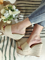 Sandales compensées en polyester à brides arrière pour femmes