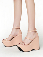 Sandales Compensées En Satin À Enfiler Chaussures Femmes À Bride