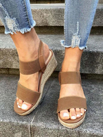 Sandales Compensées Femme avec Brides Bicolores avec Bout Ouvert