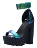 Sandales compensées femme bleu