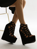 Sandales compensées femme noir