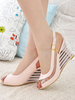 Sandales compensées femme rose bout ouvert boucle réglable