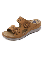 Sandales compensées femme Volants de charme en cuir Synthétique respirant