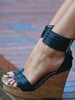 Sandales compensées noires femmes chaussures plate-forme à bout ouvert cheville sangle sandales sexy